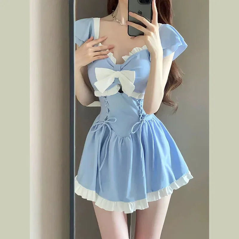 Women's Swimsuit 2025 One-piece Summer New Conservative Belly-covering Sweet Boxer-angle High-end Swimsuit