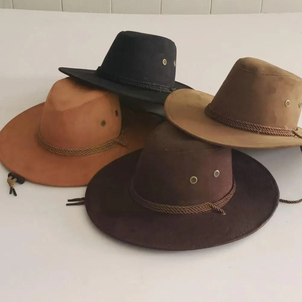 Retro Western Cowboy Hat Mens Wide Brimmed Velvet Western Rope Rider Cowboy Hat Cowgirl Hat For Unisex Adult Costume Party Q2F1
