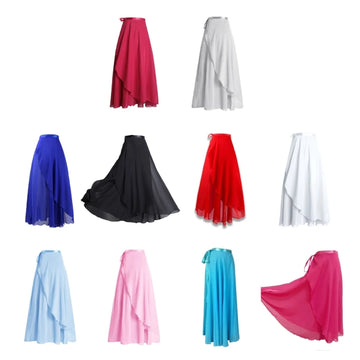 Long Dance Skirts for Women Wrap Skirt Girl Asymmetric Ballet Wrap Skirt