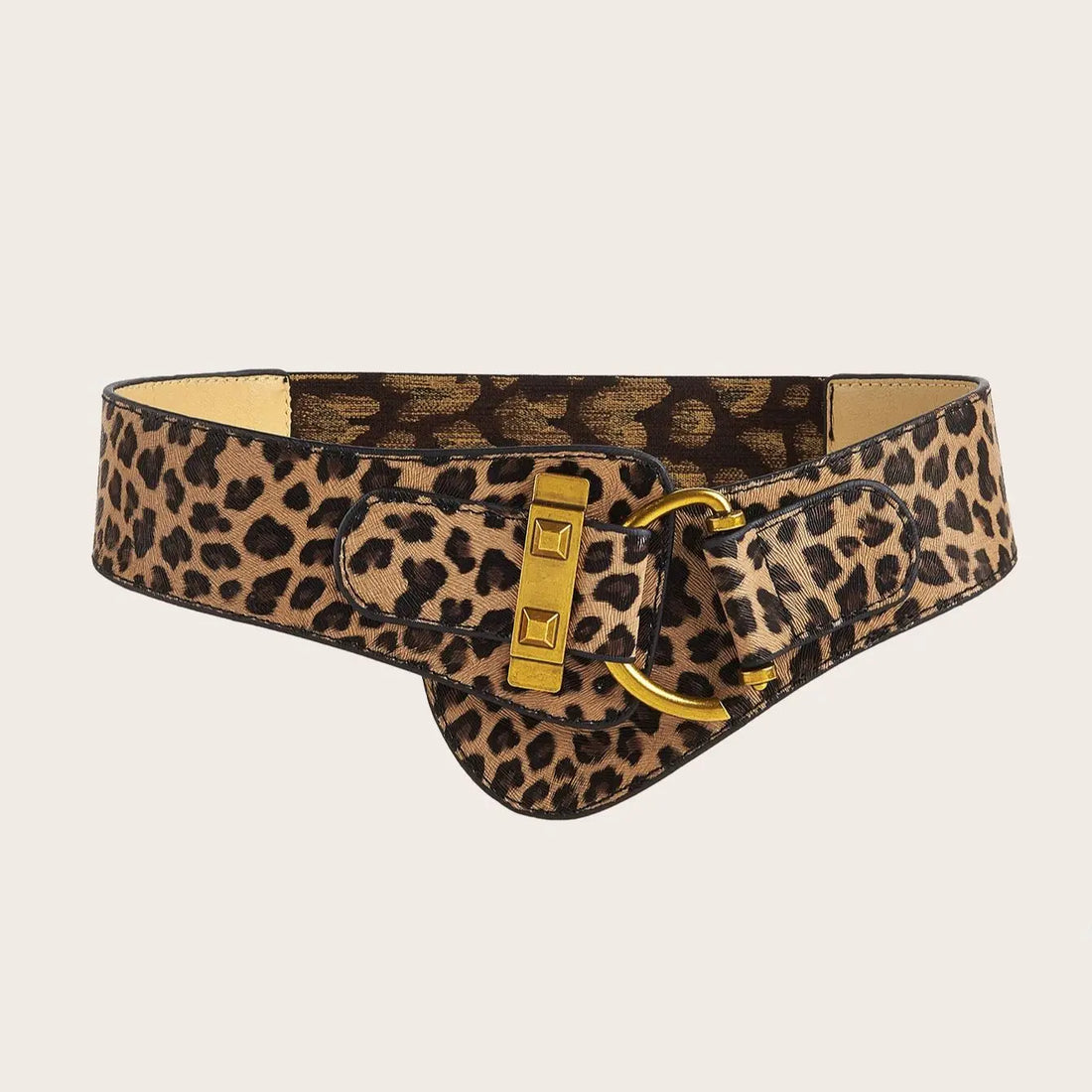 1pc Beige Button-Up Elastic Waist Belt, Casual Everyday Wear