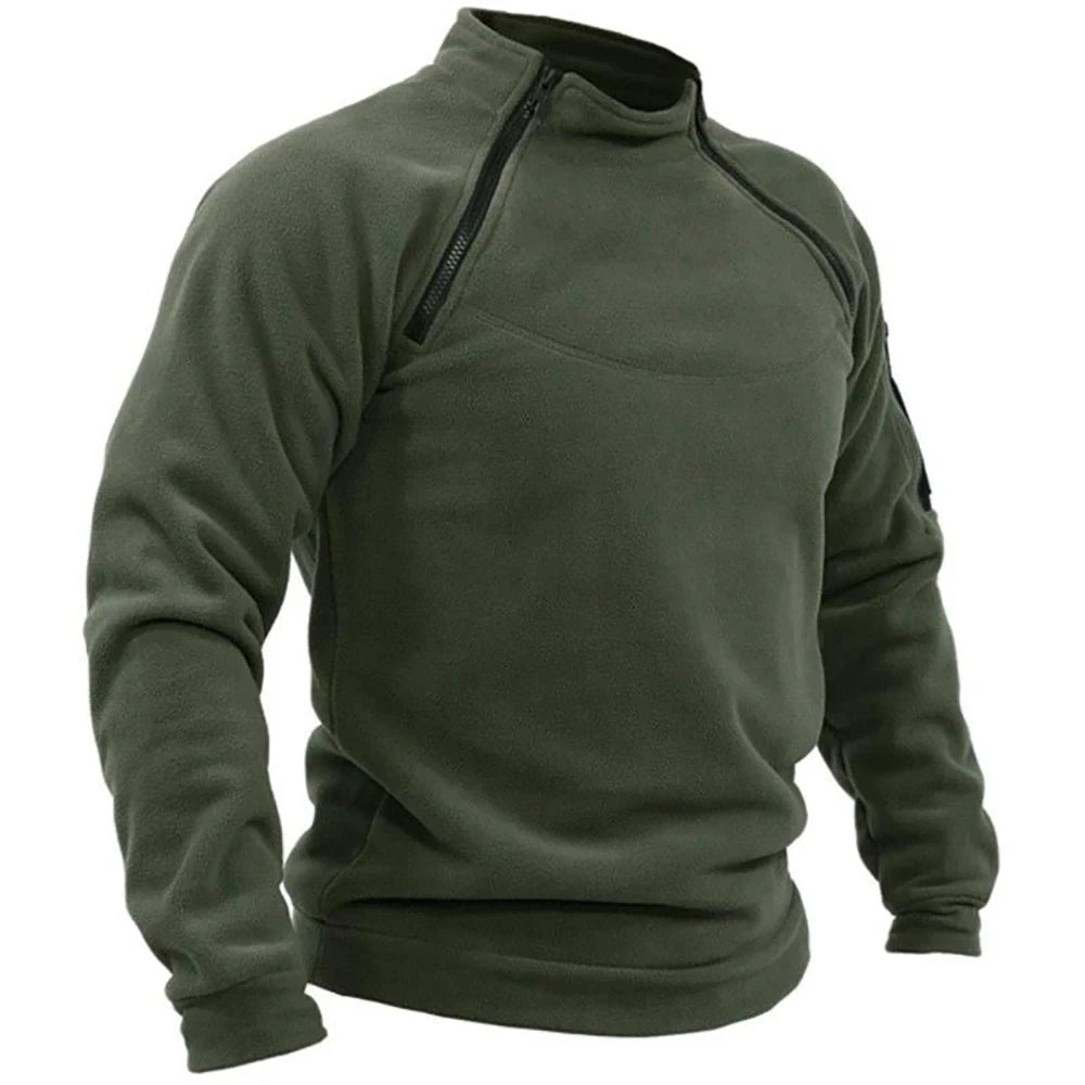 Men's Summer Windbreaker Warm Hiking Sweatshirt Men's Warm Turtleneck Zip-up Jumper Tactical Outdoor Fleece Jacket