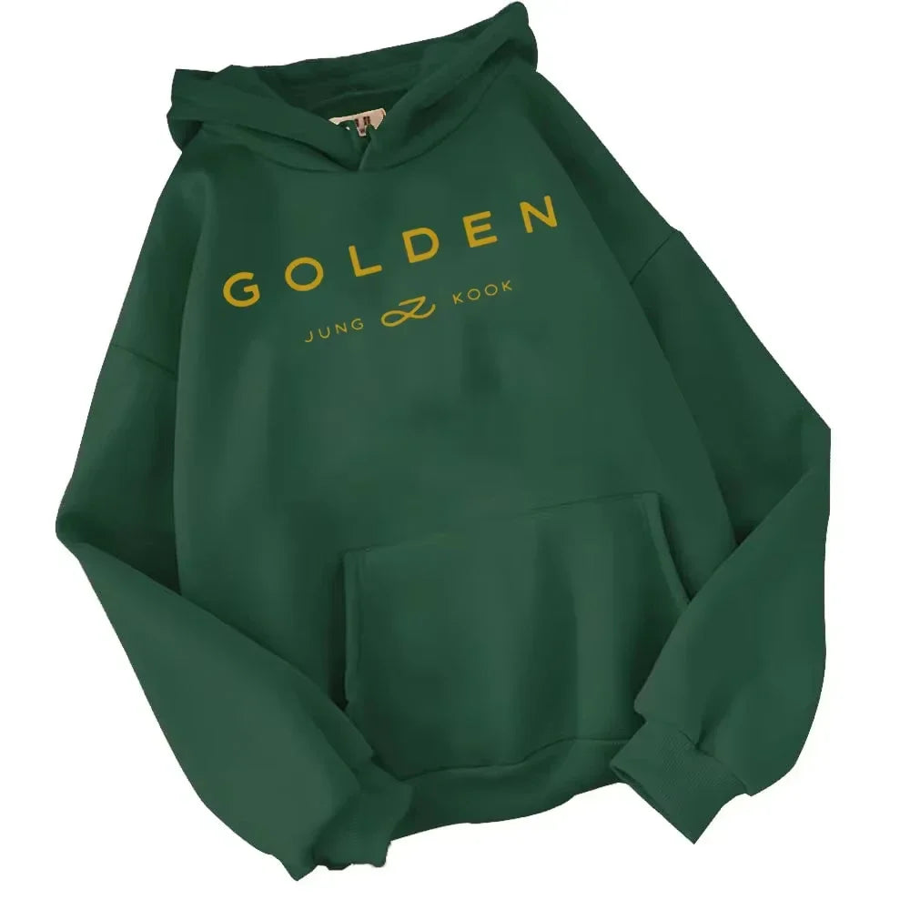 2025 hot selling Jungkook Kpop hoodie retro sportswear Sudaderas winter warm gold album Merch men's and women's hoodies