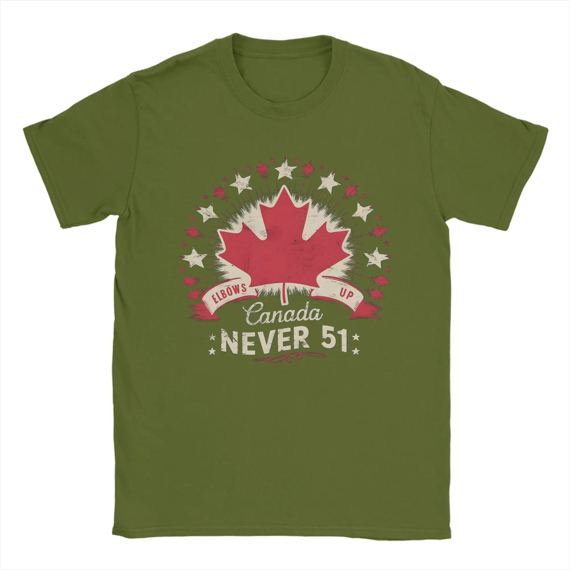 Men's Elbows Up Canada Never 51st State T Shirt  Cotton Tops Hipster Short Sleeve Round Neck Tees Plus Size T-Shirts - OneLoveCanada