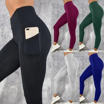 Yoga Fitness Women Leggings High Waist Tights with Pocket Gym Workout Running Stretchy Sexy Butt Liftting Casual Skinny Pants - OneLoveCanada