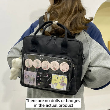 Fashion Y2K Girls One Shoulder Bag  Japanese Cute Transparent Canvas Itabag Student Personality Crossbody Bag Backpack