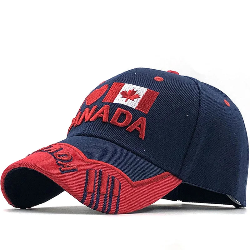 Canada Flag Baseball Cap Men Women Embroidered Outdoor Sports Sun Fashion Snapback 3D Maple Leaf Hip Hop Dad Hats Gorras H054 - OneLoveCanada