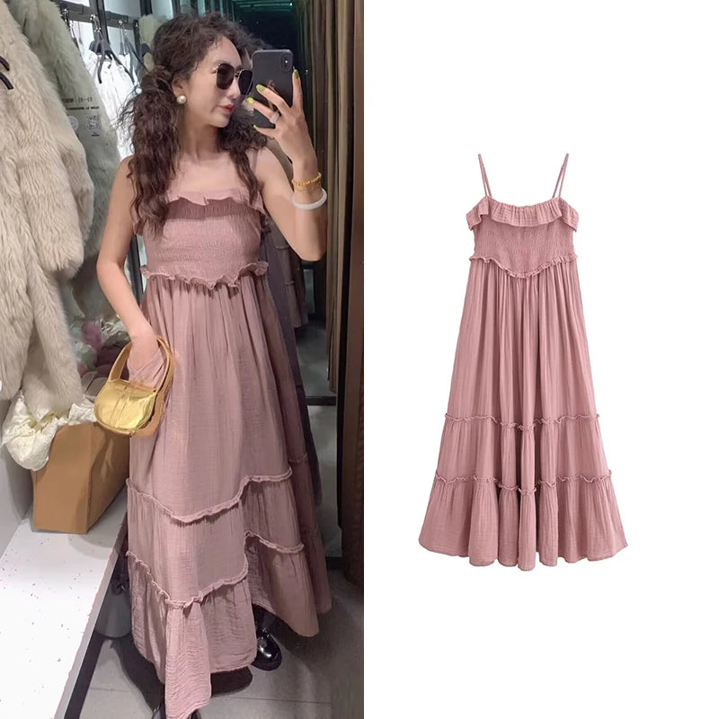 Summer Dresses Women's 2025 New Chic Tube Top Sling Elegant Women's Holiday Long Dress Comfort Fashion Youth Street Dress