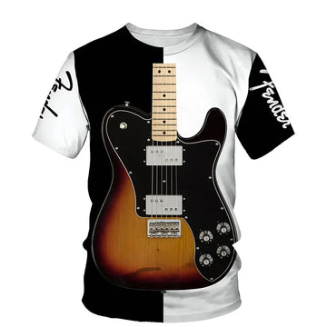3D Printed Graphic Harajuku Tee Summer Men T Shirts Electric Guitar Shirt Casual Short Sleeve Tops Streetwear Fashion Clothing