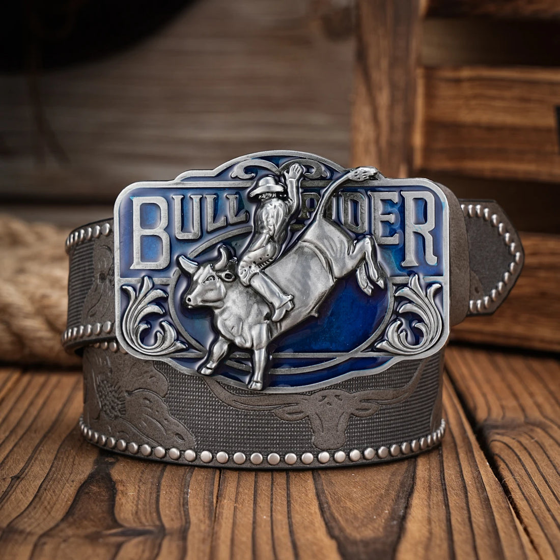 Men & Women-Western-Cowboy-PU Leather-Belts - Vintage horse Belt Floral Engraved Buckle Belt for Jeans