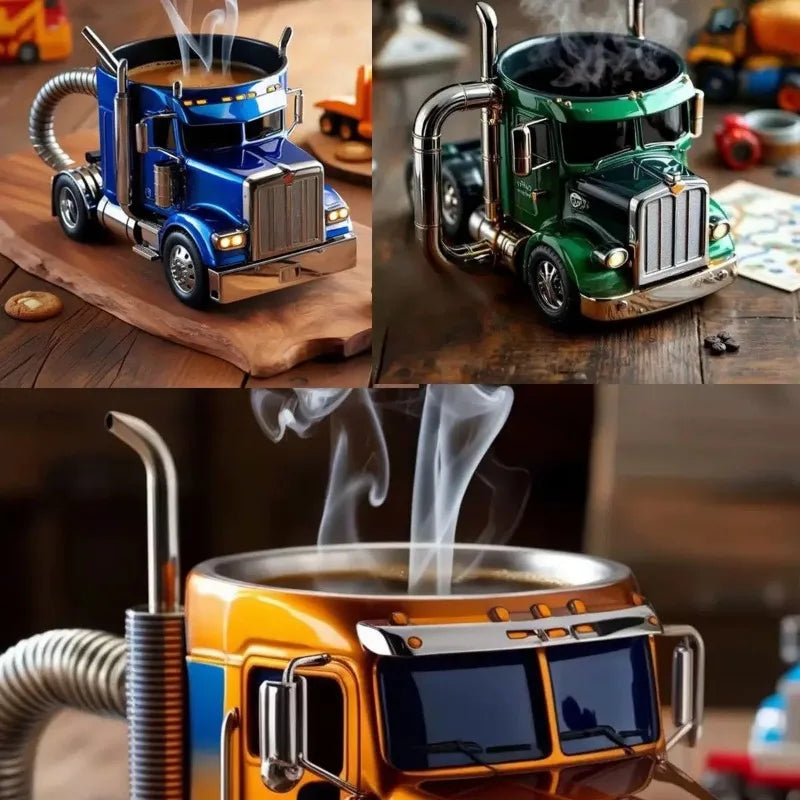 Coffee Cup Semi-Trailer Truck Mug Desktop Home Kitchen Big Trucks Coffee Mugs Ornament Collection Handmade Home Decoration Cups