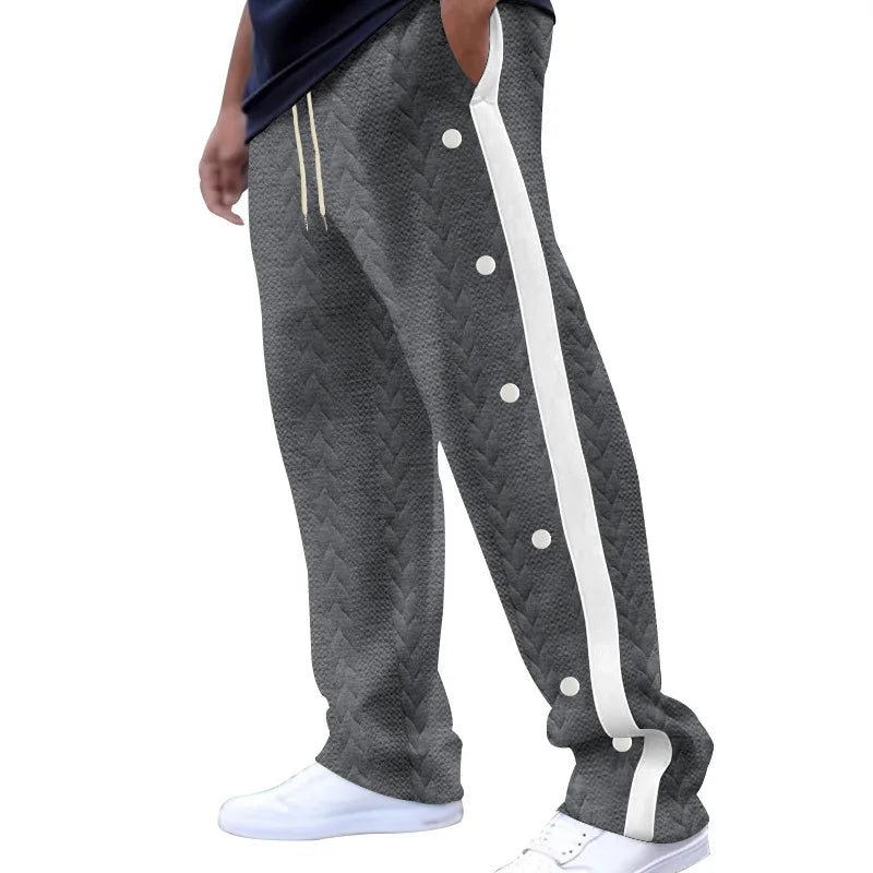 New Men's Textured Jacquard Pants Single-breasted Loose Casual Pants Versatile Sweatpants