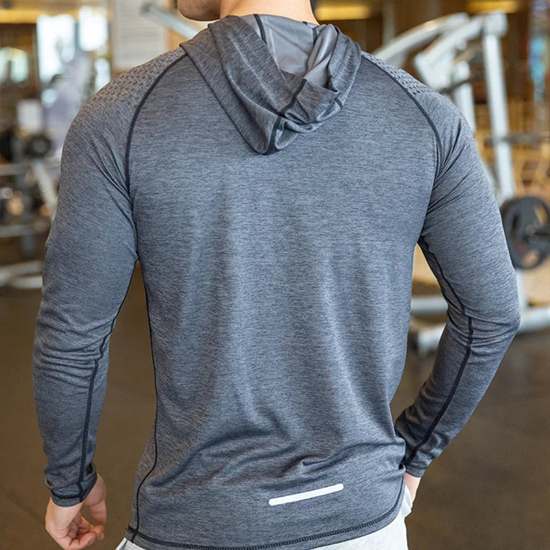 KAMB Men's Jacket Hoodies Long Sleeve T-shirts Running Training Clothes Quick Dry Breathable Sports T Shirt For Men