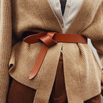 Genuine Leather Waist Belt Women Knot Belts Adjustable Stretch Belt Cinch Waist Band