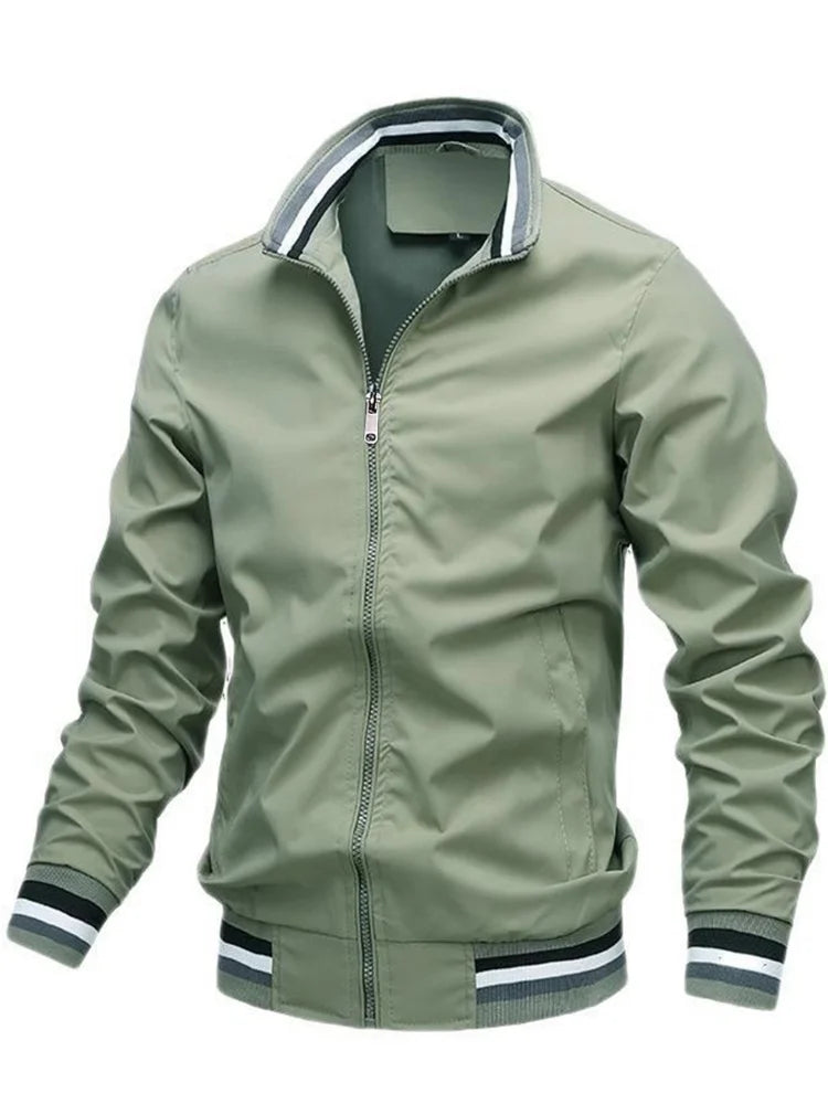 2024 new casual jacket for men's spring and summer sports solid color men's jacket striped fashionable breathable Safari Jackets