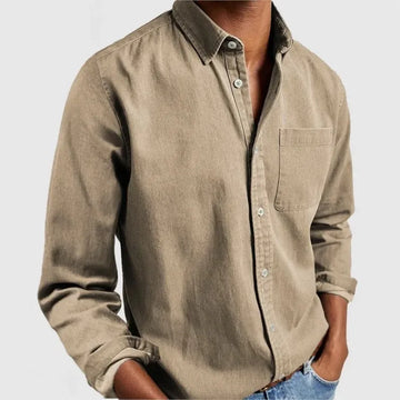 New Men's Shirt Solid Casual Collared Shirts Men Breathable Slim Fit Single Breasted Shirt Men Long Sleeve Shirt Button Tops Man
