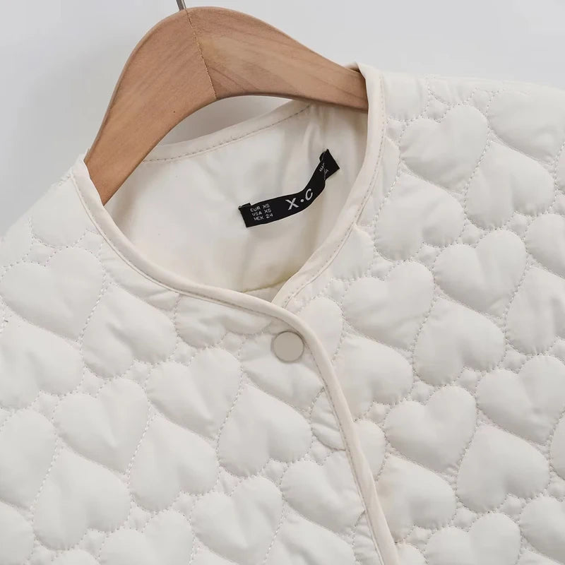 TRAF Womens Coats Winter Solid Parkas Autumn Heart Padded Jacket Long Sleeve Quilted Jacket Woman Lightweight Padding Outerwears